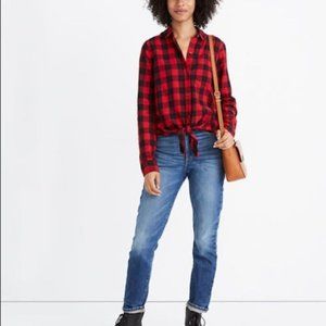 Madewell Buffalo Check Tie Front Flannel Short